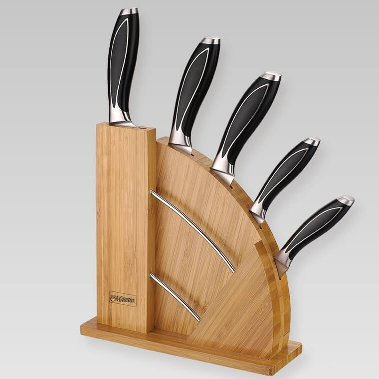 Набір ножів 6 предметів у дизайнерській дерев’яній підставці, фото 1