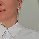 Срібні позолочені сережки підвіски хрестики на англійській застібці, фото 2