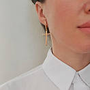 Срібні позолочені сережки підвіски хрестики на англійській застібці, фото 8