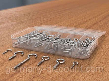 Набір оцинкованих гачків з різьбленням Parkside 151шт, фото 1