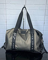 Спортивна жіноча сумка дорожня містка бронзова текстиль