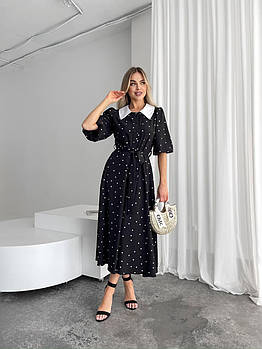 Сукня жіноча ніжна із софту у квітковий принт з білим коміром (Норма)