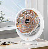 Портативний мінівентилятор білий із підсвіткою і зарядкою через USB, фото 2