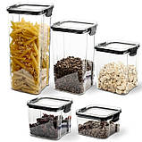 Набір пластикових контейнерів для продуктів, 5 штук, кухонний органайзер FOOD, фото 2