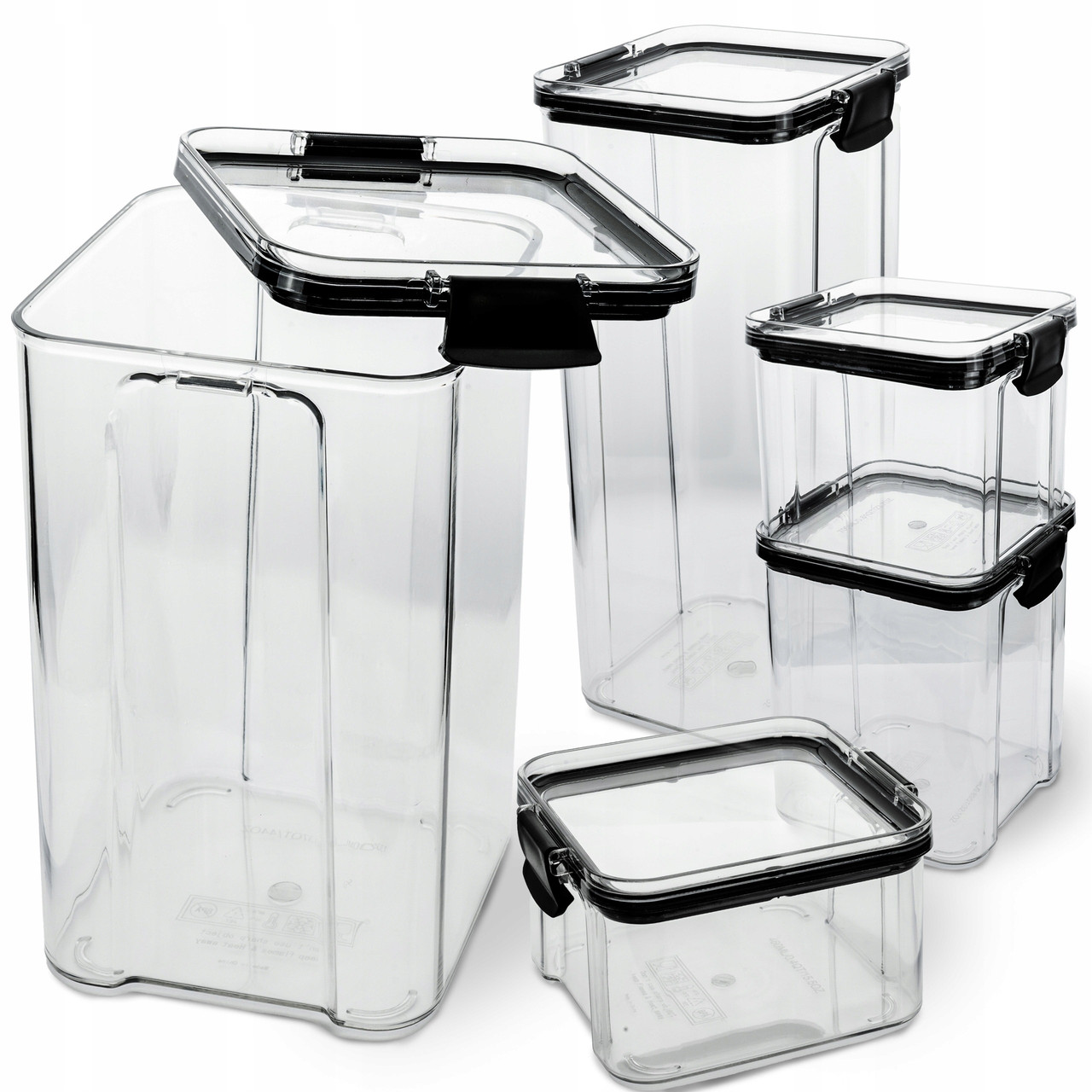 Набір пластикових контейнерів для продуктів, 5 штук, кухонний органайзер FOOD, фото 1