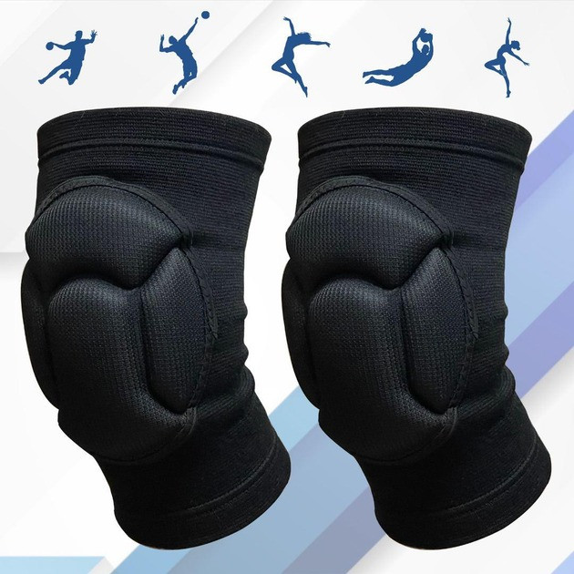 Спортивні наколінники для тренувань, захист колін, чорні, 2 штуки, фото 1