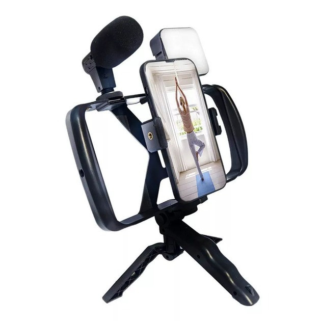 Монопод-трипод 4 в 1 TL-49T з мікрофоном і LED-підсвіткою штатив для телефона та селфі, фото 1