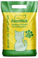 Силікагель наповнювач Хвостик для котів, із зеленими гранулами, дрібна фракція, 15 л