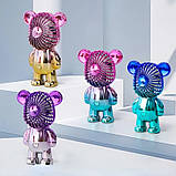 Дитячий мінівентилятор у формі ведмедя USB портативний безшумний 2в1 акумуляторний, фото 4