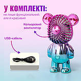 Дитячий мінівентилятор у формі ведмедя USB портативний безшумний 2в1 акумуляторний, фото 7