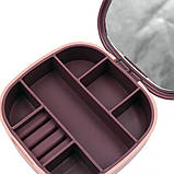 Мінішкатулка для прикрас із дзеркалом 10×10 см дорожній органайзер сірий пластик, фото 9