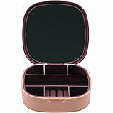 Мінішкатулка для прикрас із дзеркалом 10×10 см дорожній органайзер сірий пластик, фото 2