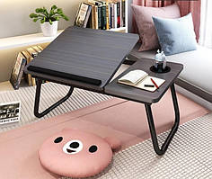 Столик складаний для ноутбука M842 з підіймальним механізмом підсклянником регульований кут пластик