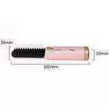 Щітка мінівипрямляч для волосся акумулятор USB-заряджання 3 температурні режими рожевий, фото 5