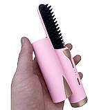 Щітка мінівипрямляч для волосся акумулятор USB-заряджання 3 температурні режими рожевий, фото 9