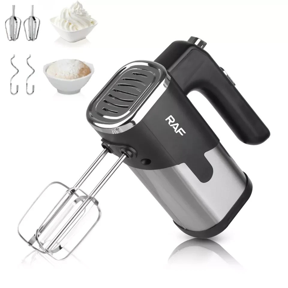 Міксер ручний RAF R.6630 300 Вт 5 швидкостей турбо вінчики гаки чорно-сірий, фото 1