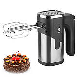 Міксер ручний RAF R.6630 300 Вт 5 швидкостей турбо вінчики гаки чорно-сірий, фото 5