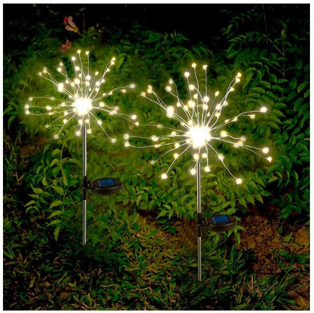 Газонний світлодіодний світильник на сонячній батареї «Фейєрверк» 180 LED IP65 теплий білий, фото 1