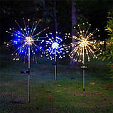 Газонний світлодіодний світильник на сонячній батареї «Фейєрверк» 180 LED IP65 теплий білий, фото 2