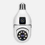 Подвійна Wi-Fi камера E27 Sq02 датчик руху нічне бачення двосторонній зв'язок установлення в патрон, фото 6