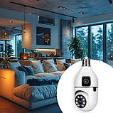 Подвійна Wi-Fi камера E27 Sq02 датчик руху нічне бачення двосторонній зв'язок установлення в патрон, фото 8