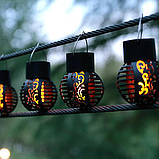 Садові підвісні світильники Garden Light 9 з ефектом полум'я на сонячній батареї IP65 набір 4 шт., фото 3