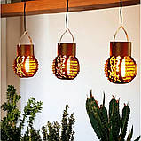 Садові підвісні світильники Garden Light 9 з ефектом полум'я на сонячній батареї IP65 набір 4 шт., фото 5