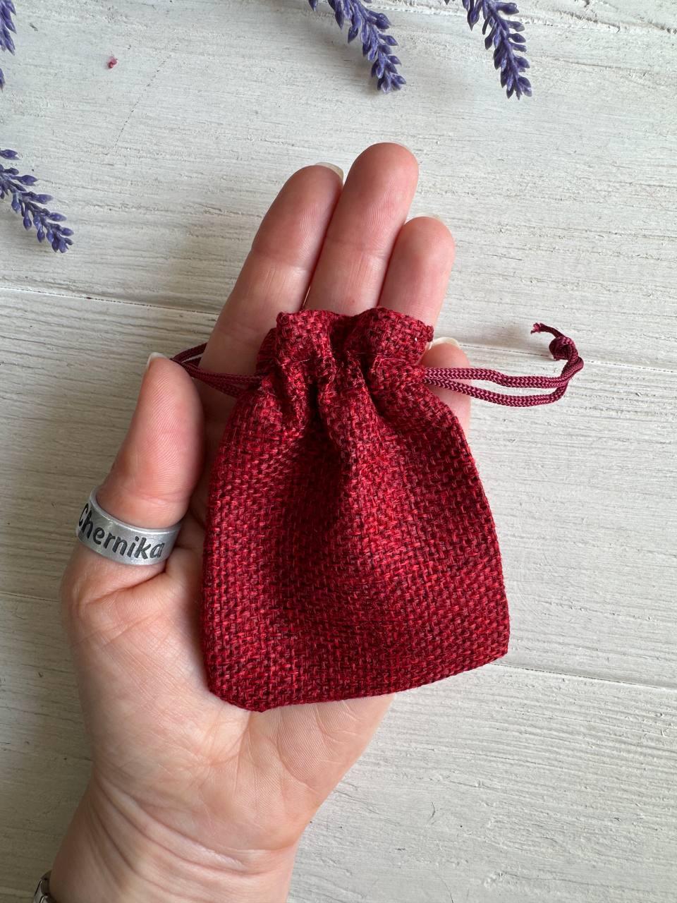 Мішечки льняні 7*9 см, бордові 50 шт