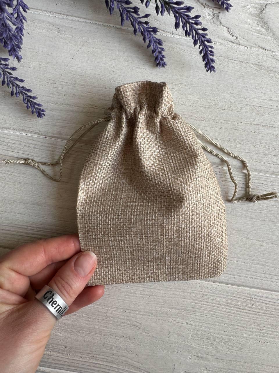 Мішечки льняні 10*14 см, сіро коричневі 50 шт, фото 1
