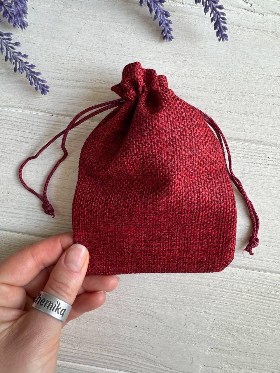 Мішечки льняні 10*14 см, бордові 50 шт