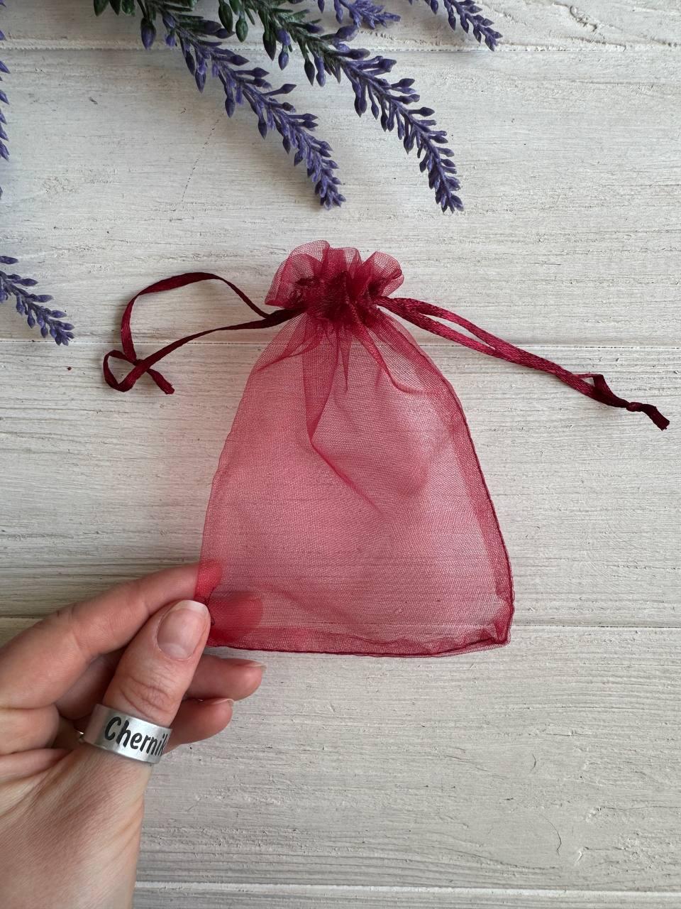 Мішечки з органзи 9*12 см, бордові 100 шт, фото 1