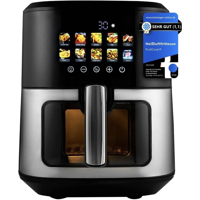 Аерофритюрниця ProfiCook PC-FR 1286H 6,5 л з кольоровим дисплеєм, 9 програм, 1700 Вт