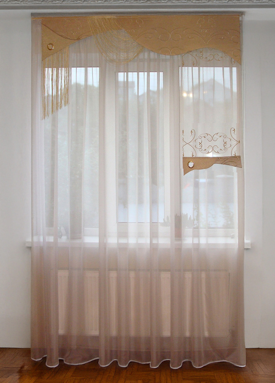 Жорсткий ламбрекен Firanka Каскад 150см Бежевий (121_4ж), фото 1