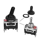 Кнопка вимикач тумблер 2-позиційний 2-контактний з фіксацією із захисним ковпачком ON-OFF