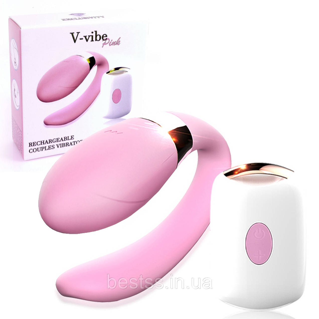 Перезаряджуваний вібратор для пар з 7 режимами вібрації на пульту дистанційного керування V-Vibe Pink
