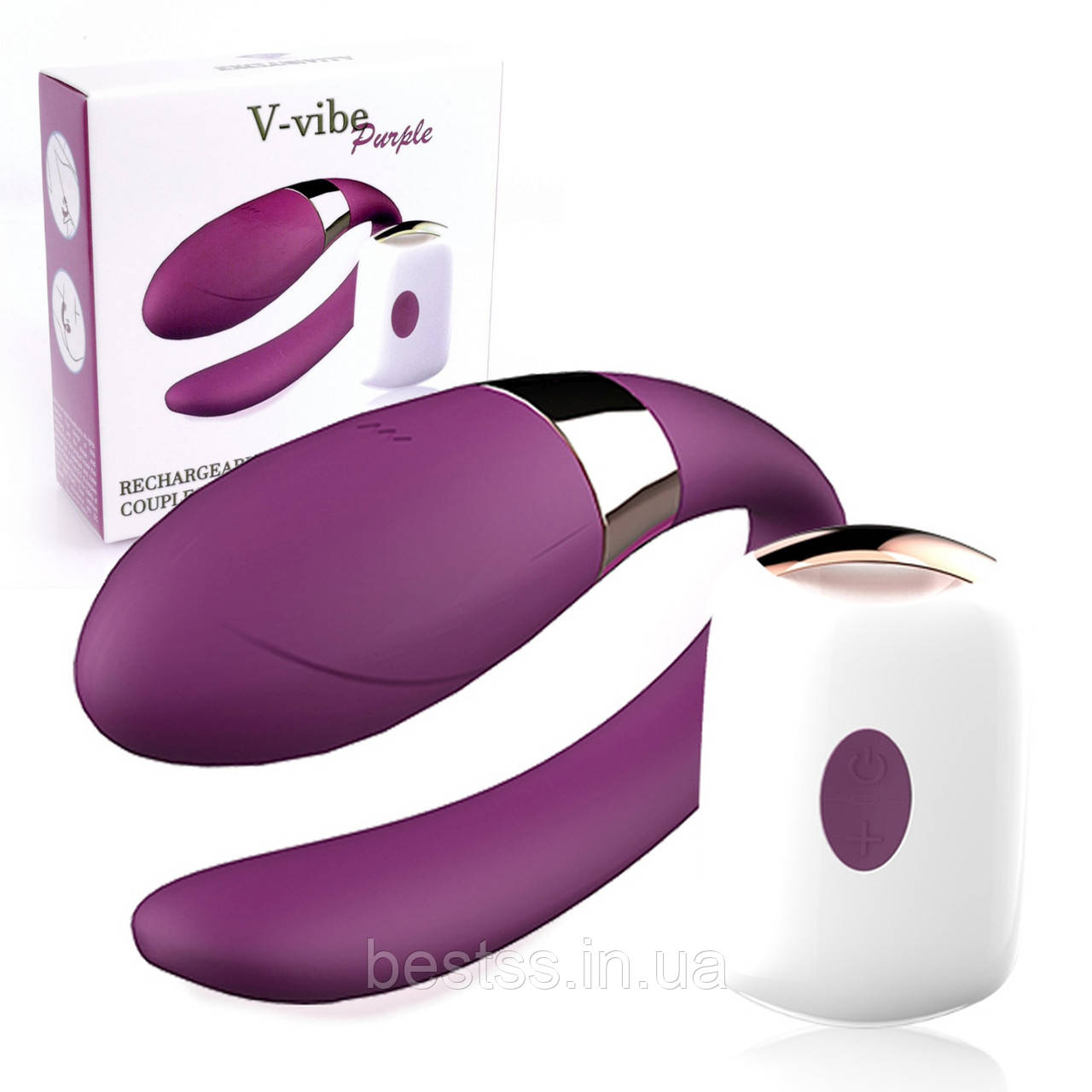 Перезаряджуваний вібратор для пар з 7 режимами вібрації на пульту дистанційного керування V-Vibe Purple