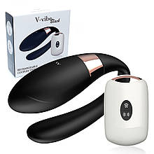 Перезаряджуваний вібратор для пар з 7 режимами вібрації на пульту дистанційного керування V-Vibe Black