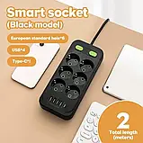 Розгалужувач мережі з USB 6*220 В 4*USB 1*Type C, фото 2