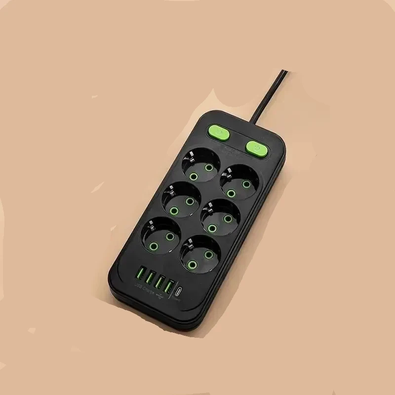 Розгалужувач мережі з USB 6*220 В 4*USB 1*Type C, фото 1