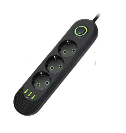 Розгалужувач мережі з USB 3*220 В 3*USB, фото 1