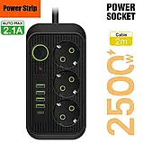 Розгалужувач мережі з USB 3*220 В 4*USB 1*Type C, фото 2