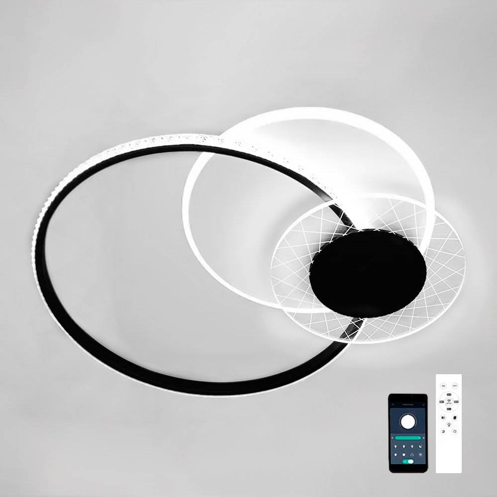 Смарт люстра ORLANDO 66W 3R SMART Esllse біло-чорна керована з пультом і додатком для смартфону APP 555x456x58мм, фото 1