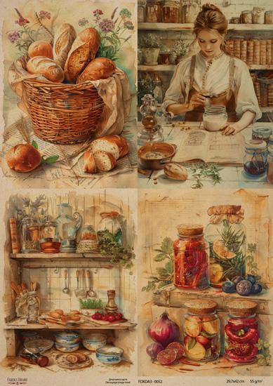 Декупажна карта на крафт паперу 29,7x42 см, Ботаніка Вінтаж, #0052