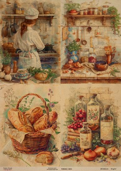 Декупажна карта на крафт паперу 29,7x42 см, Ботаніка Вінтаж, #0053