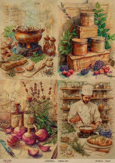 Декупажна карта на крафт паперу 29,7x42 см, Ботаніка Вінтаж, #0055