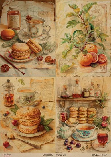 Декупажна карта на крафт паперу 29,7x42 см, Ботаніка Вінтаж, #0060