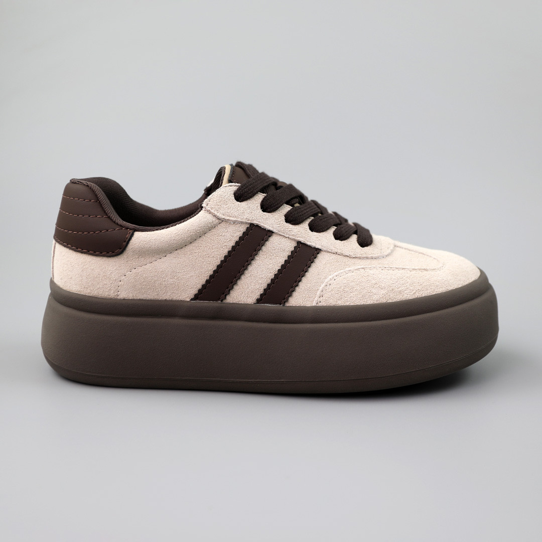 Кеди жіночі замшеві 590137 Бежеві коричневі, фото 1