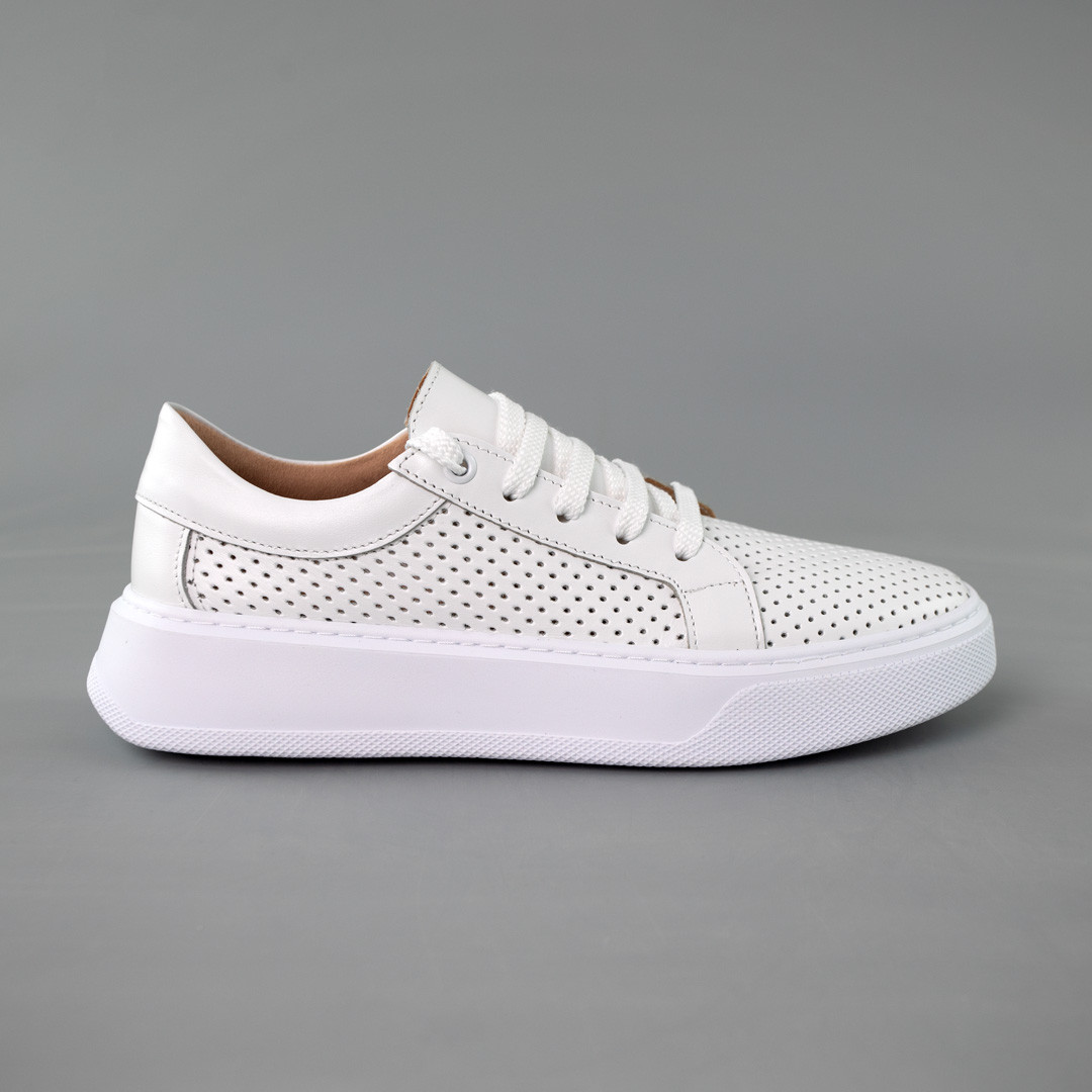 Кеди жіночі перфорація шкіра 592098 Білі, фото 1