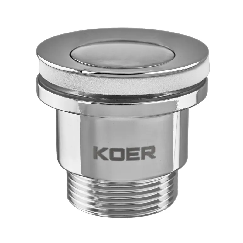 Донний клапан для умивальника Koer PW-02-01 1 1/4'' (кнопка) (Колір хром) (KR3399)
