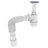 Сифон для умивальника Zerix SU-01 1 1/4"x40 з литим випуском і ручним відкриттям (ZX4947)